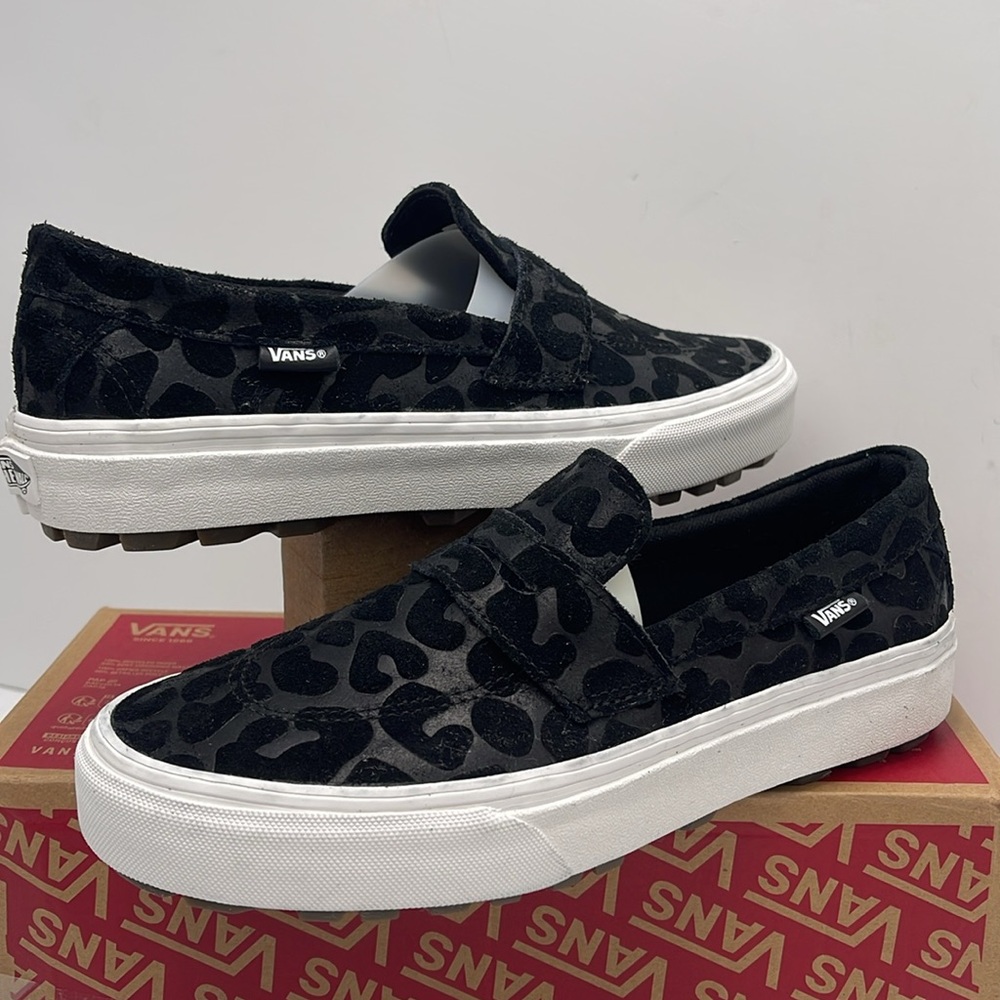 Vans Men’s Black Leopard Slip-On Sneakers